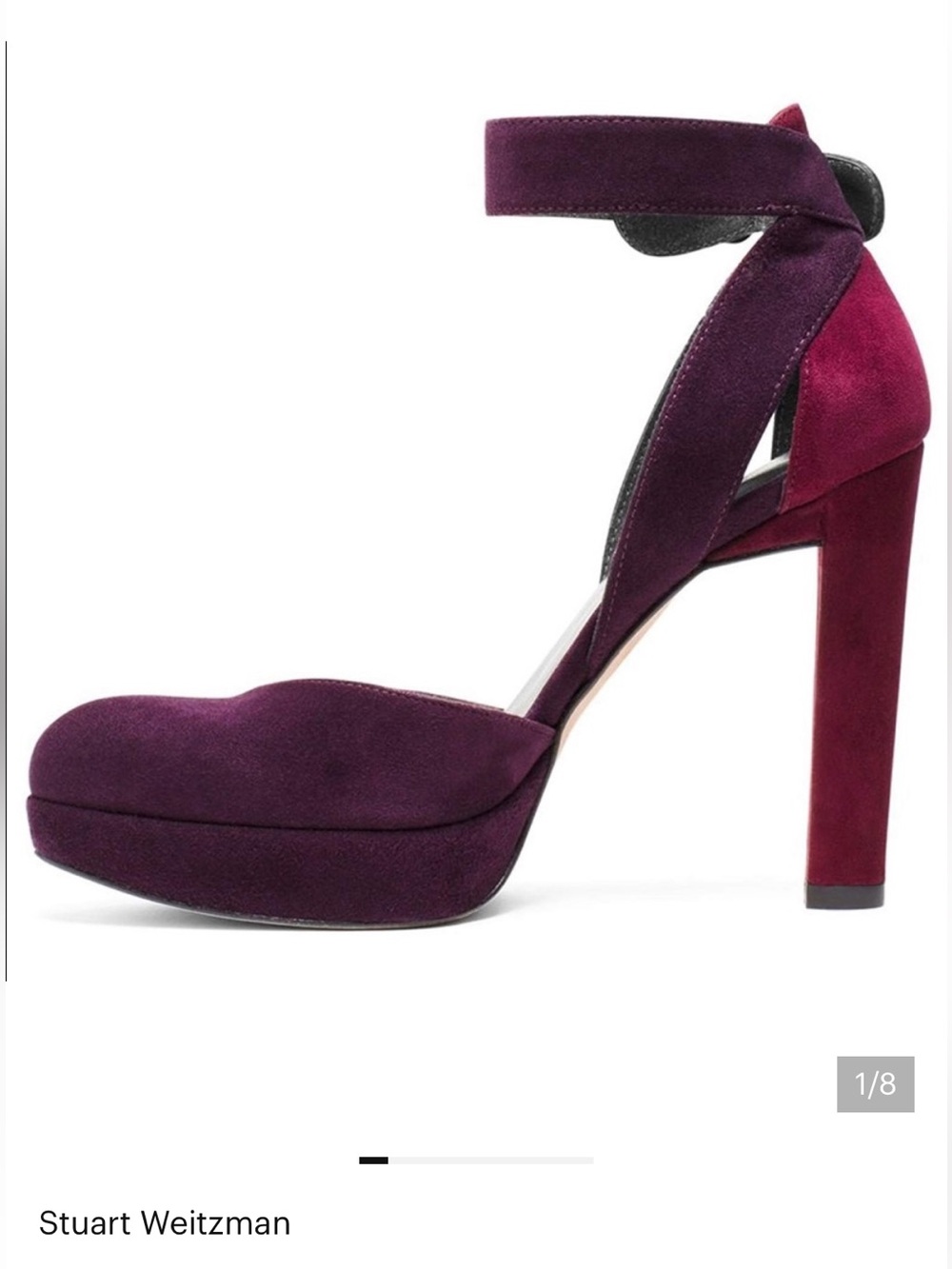 Stuart Weitzman purple burgundy suede platform Mary Jane heels 7.5 gorgeous